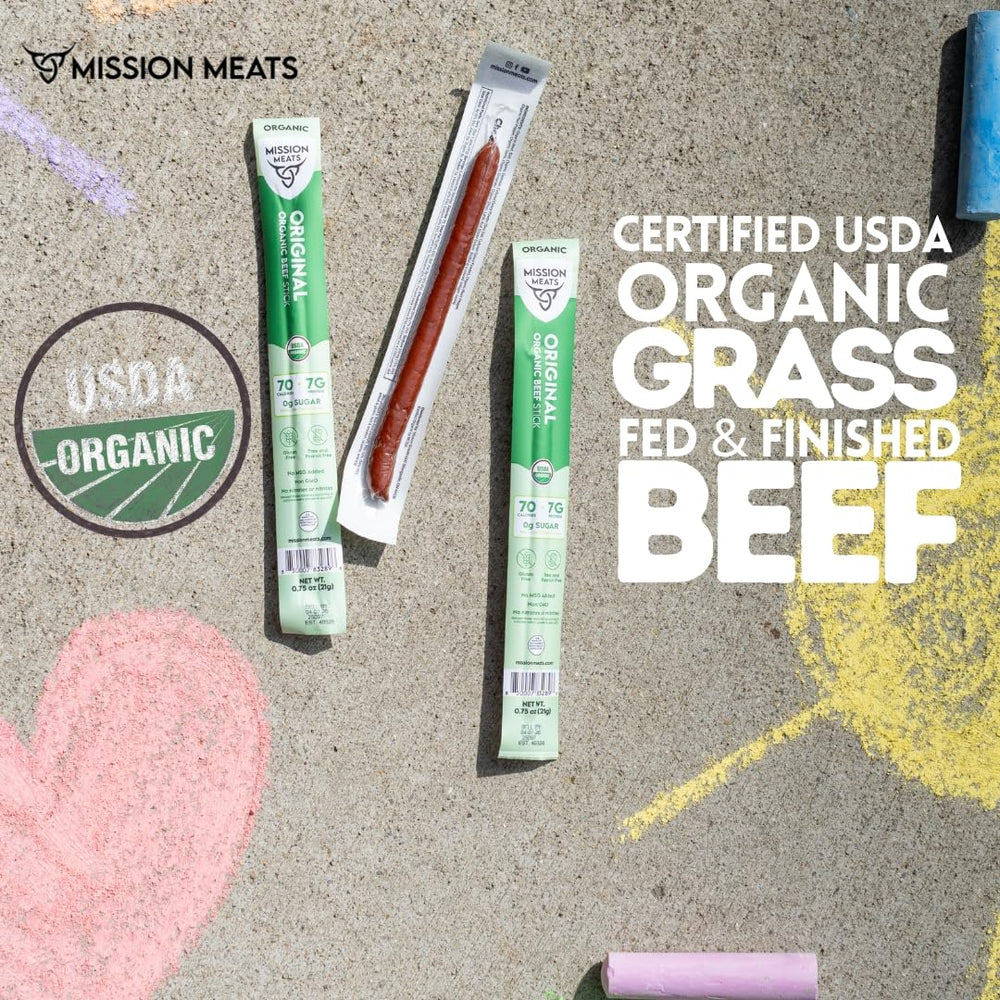 Mission Meats palitos en una lonchera, ejemplo de snack saludable para niños o adultos