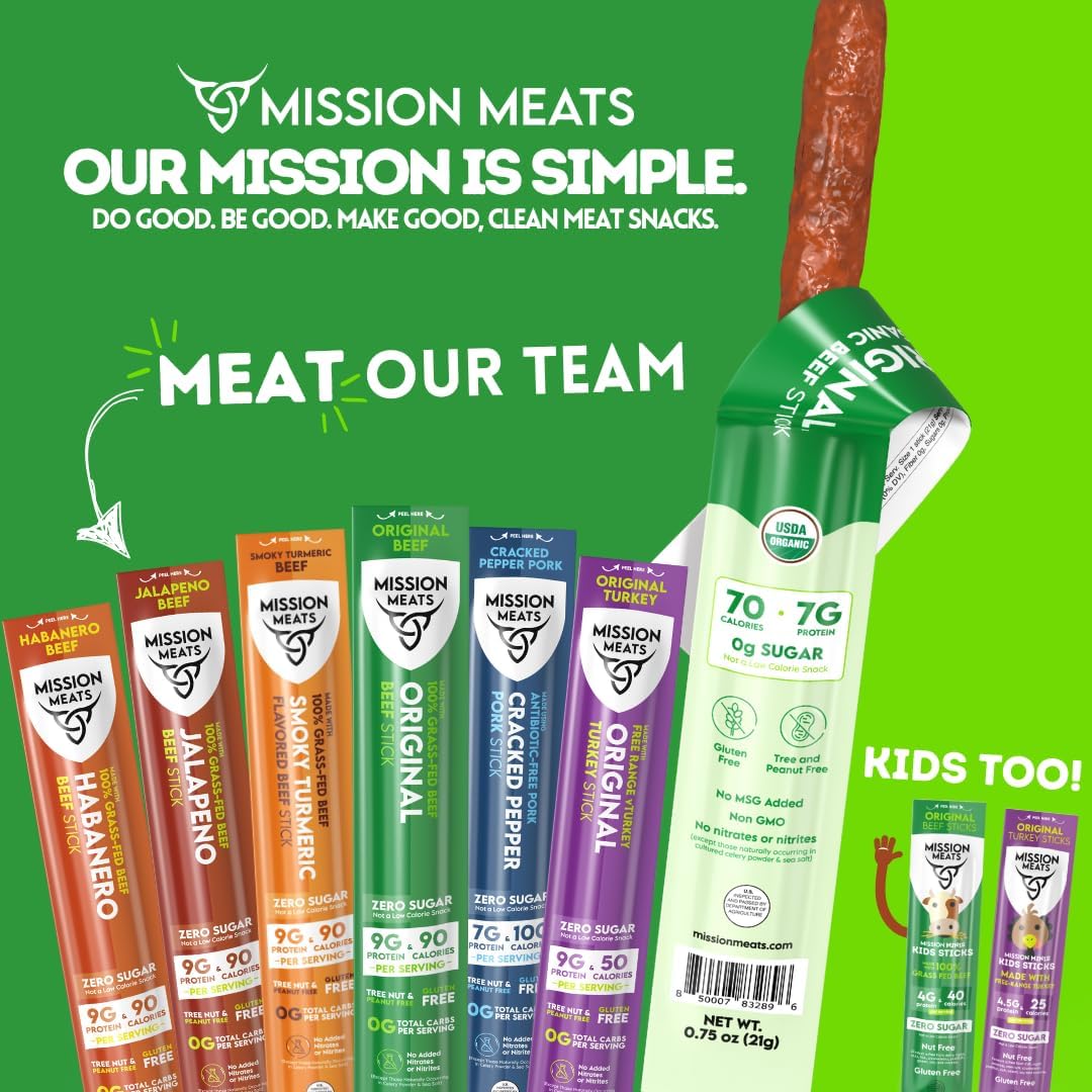 Mission Meats presentación del paquete con 12 unidades, ideal para almacenamiento