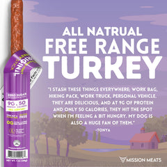 Mission Meats single stick unwrapped to show texture and protein-rich snack benefit