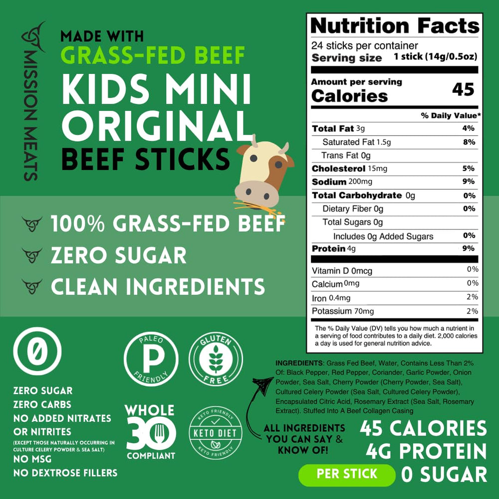 Mission Meats beef stick tucked inside a child's lunchbox for easy school lunches