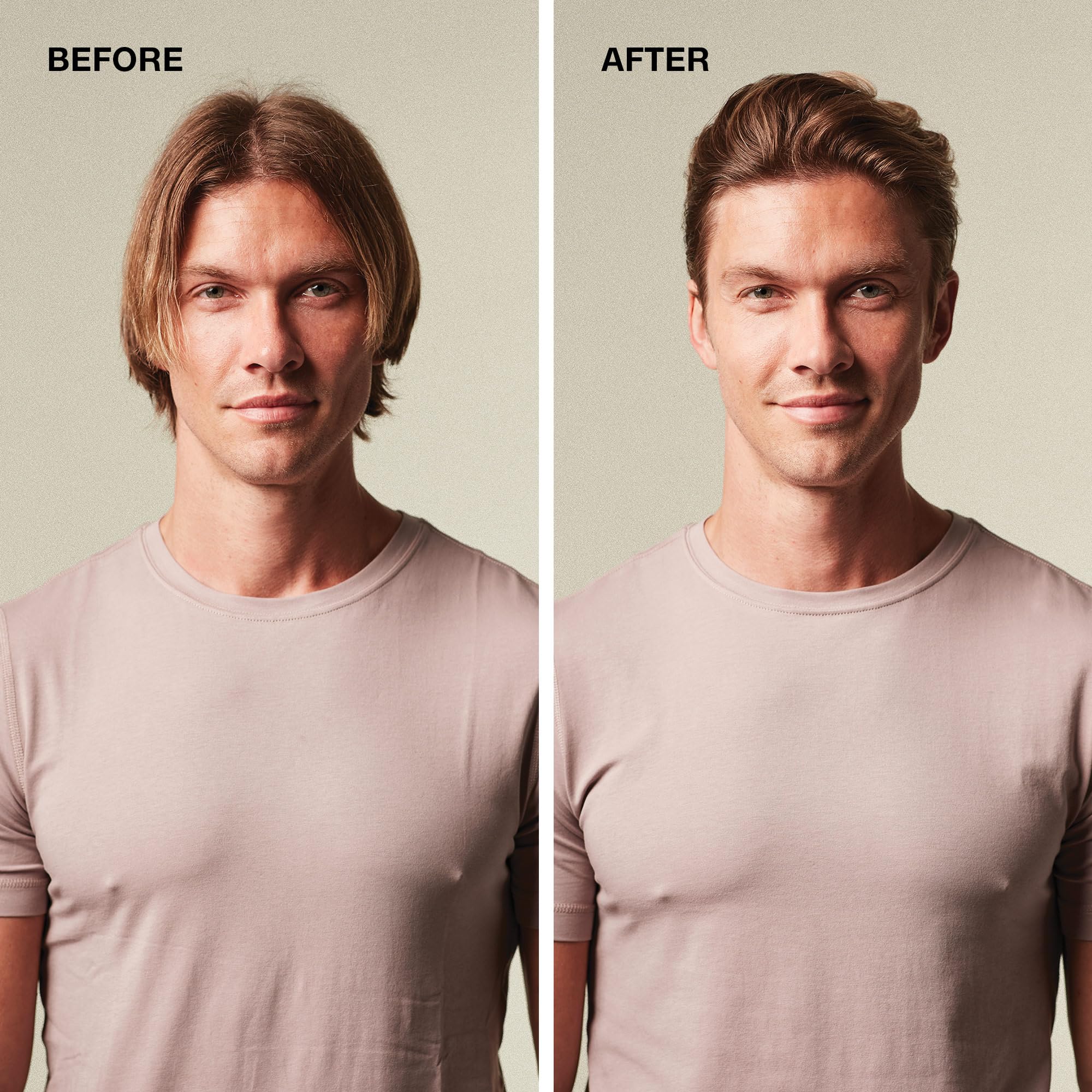 MITCH peinado antes y después, demuestra control y acabado natural