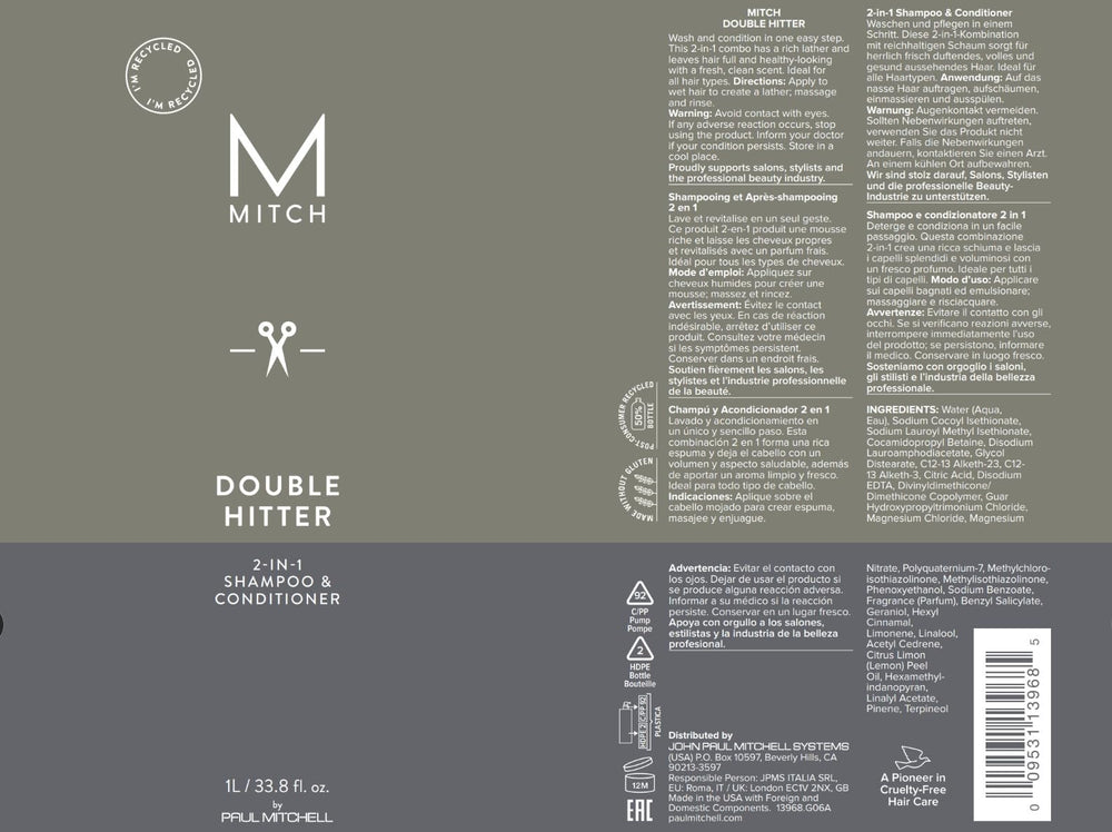 MITCH sustainability graphic with PCR info, highlights eco-conscious packaging