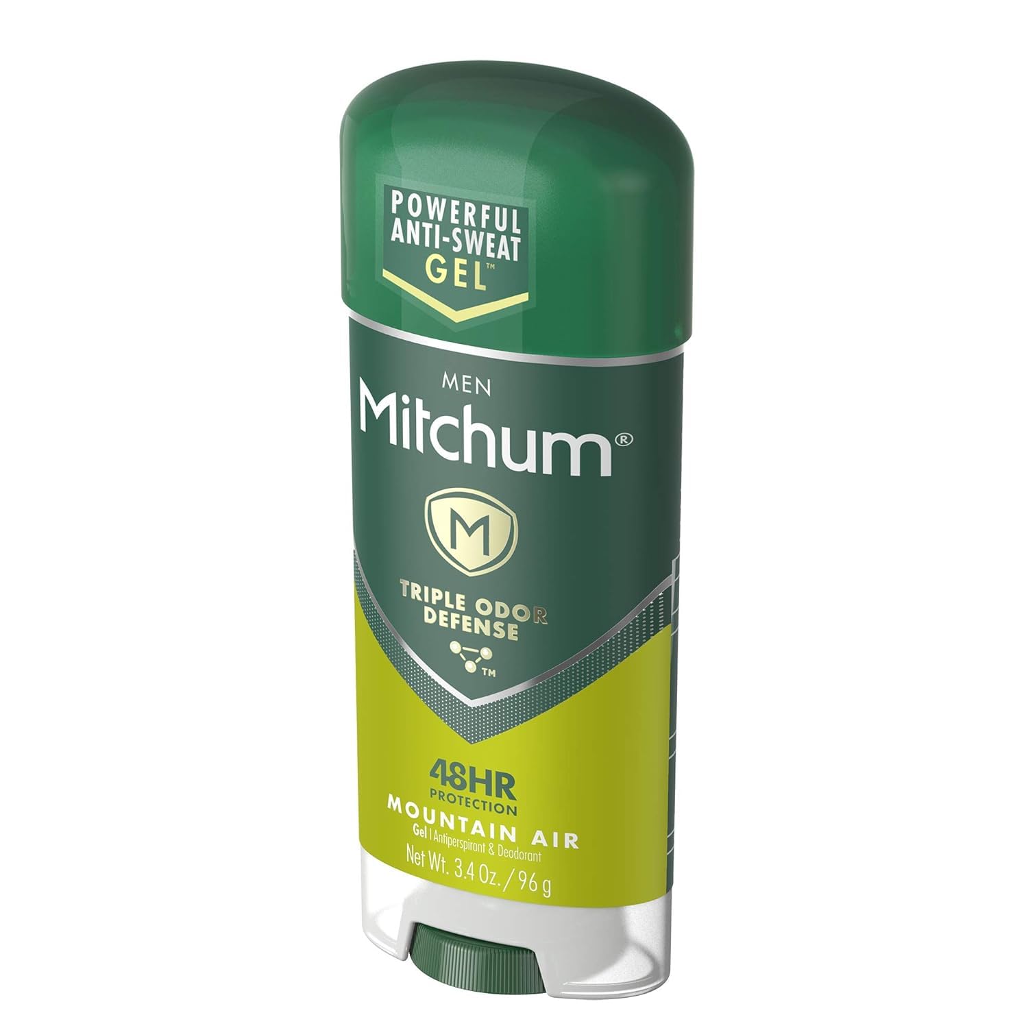 Mitchum tamaño del envase en mano para referencia de 3.4 oz