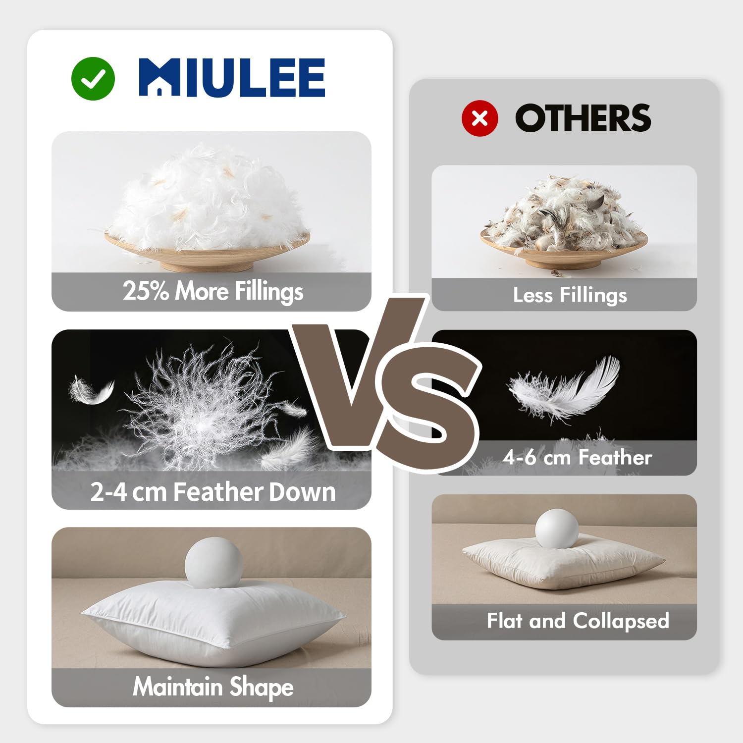 MIULEE almohada junto a objetos para comparar tamaño y escala práctico