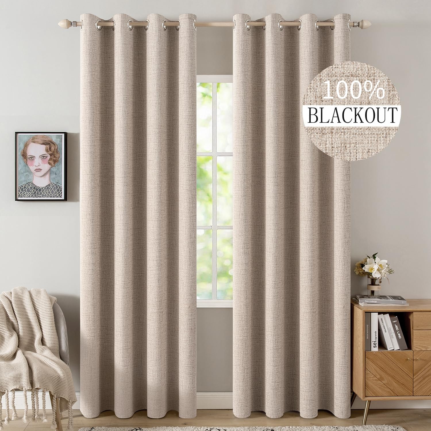 MIULEE panel frontal beige que aporta privacidad y estilo