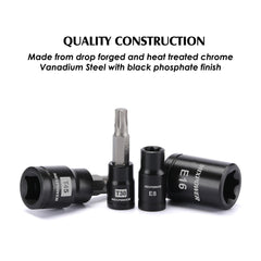 MIXPOWER conjunto de vasos E-Torx organizado por tamaño, fácil selección en taller