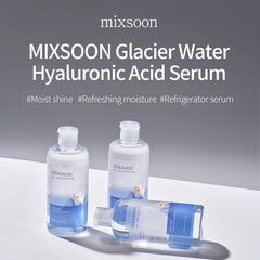 mixsoon etiqueta y gotero con referencia a agua glaciar, pureza y minerales