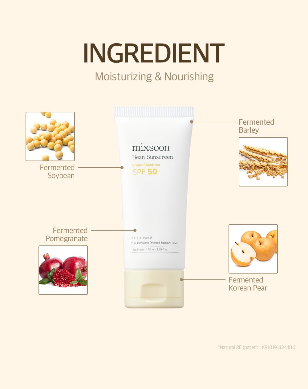 mixsoon etiqueta y lista de ingredientes resaltando fórmula sin fragancia
