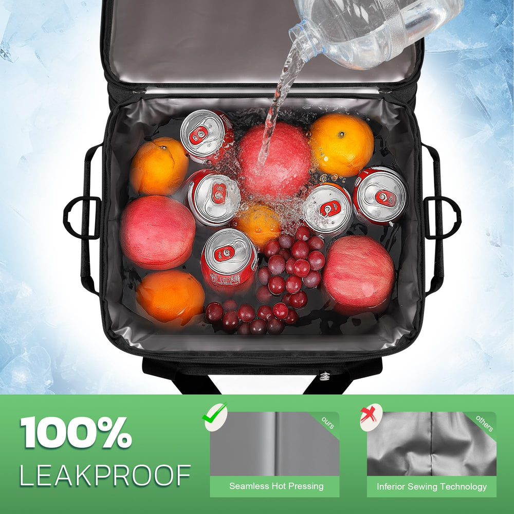 MIYCOO lid open with organized food and drinks for easy access