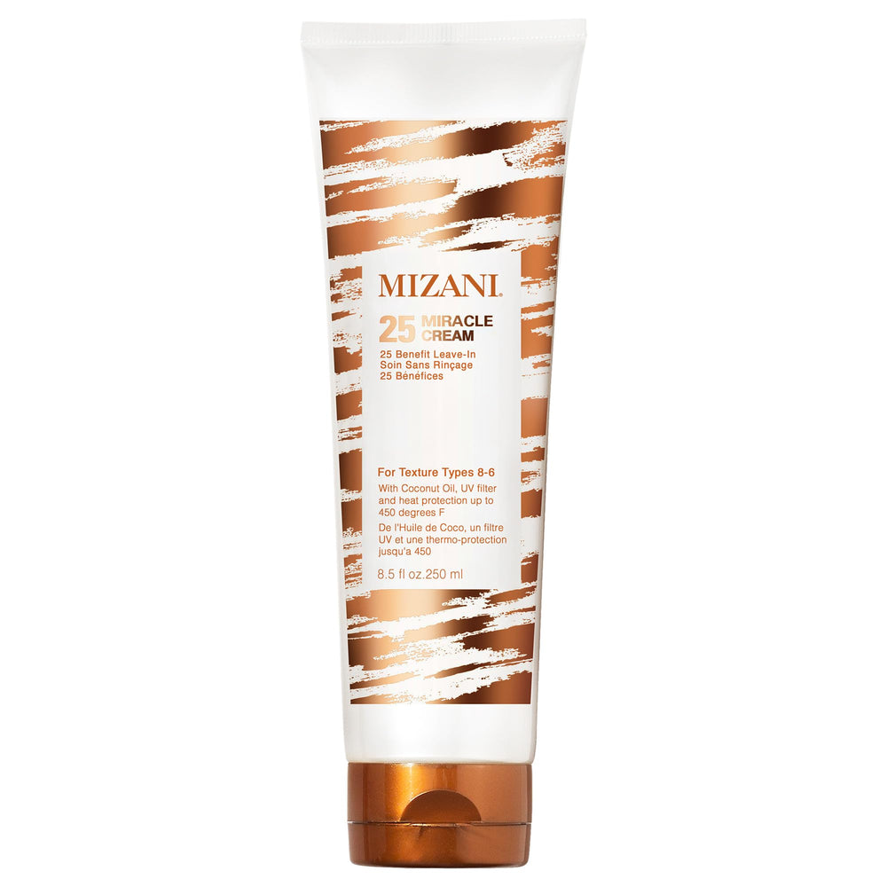Mizani 25 Miracle frente del envase mostrando diseño y tamaño beneficios de producto
