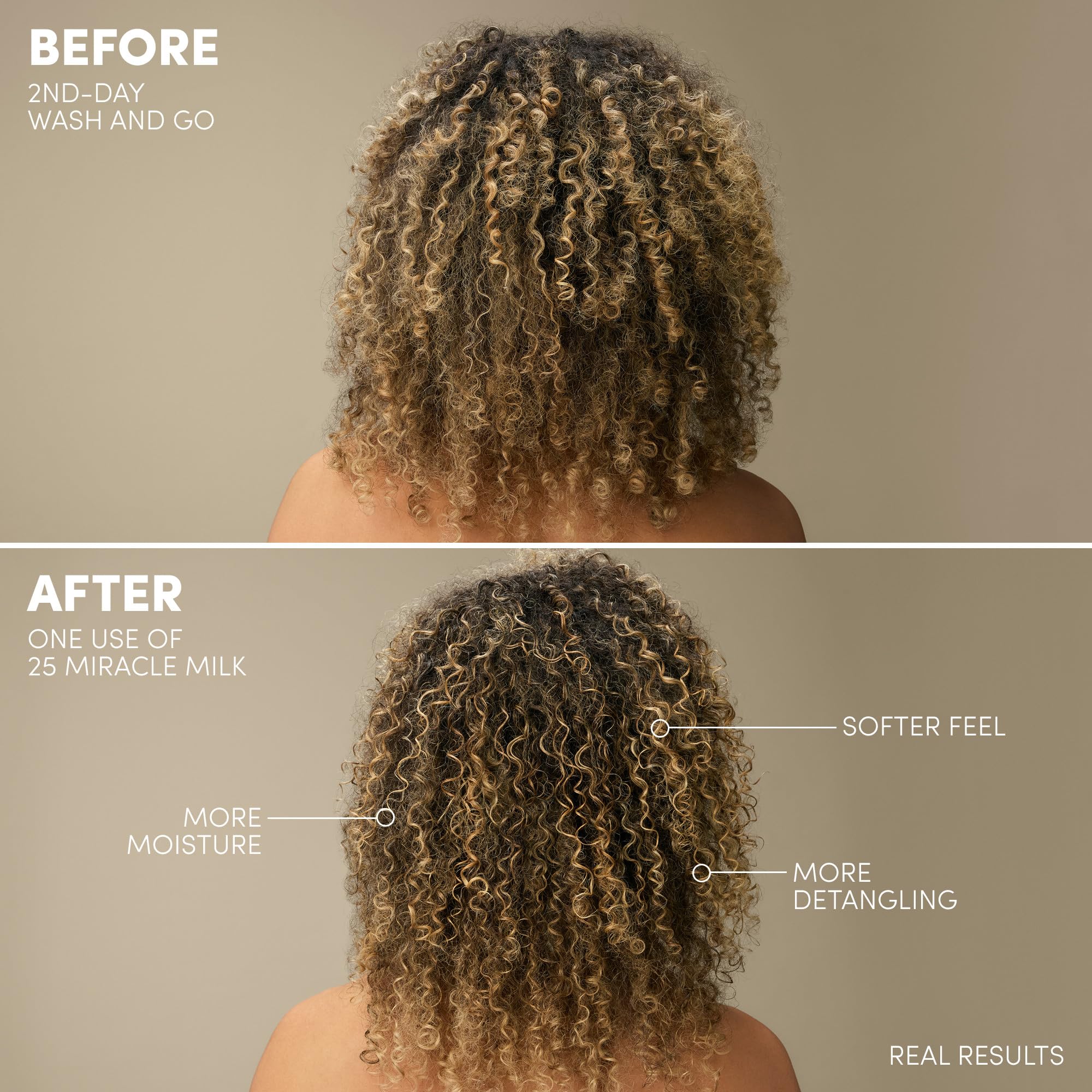 Drop of Mizani milk texture on hand showing lightweight moisture