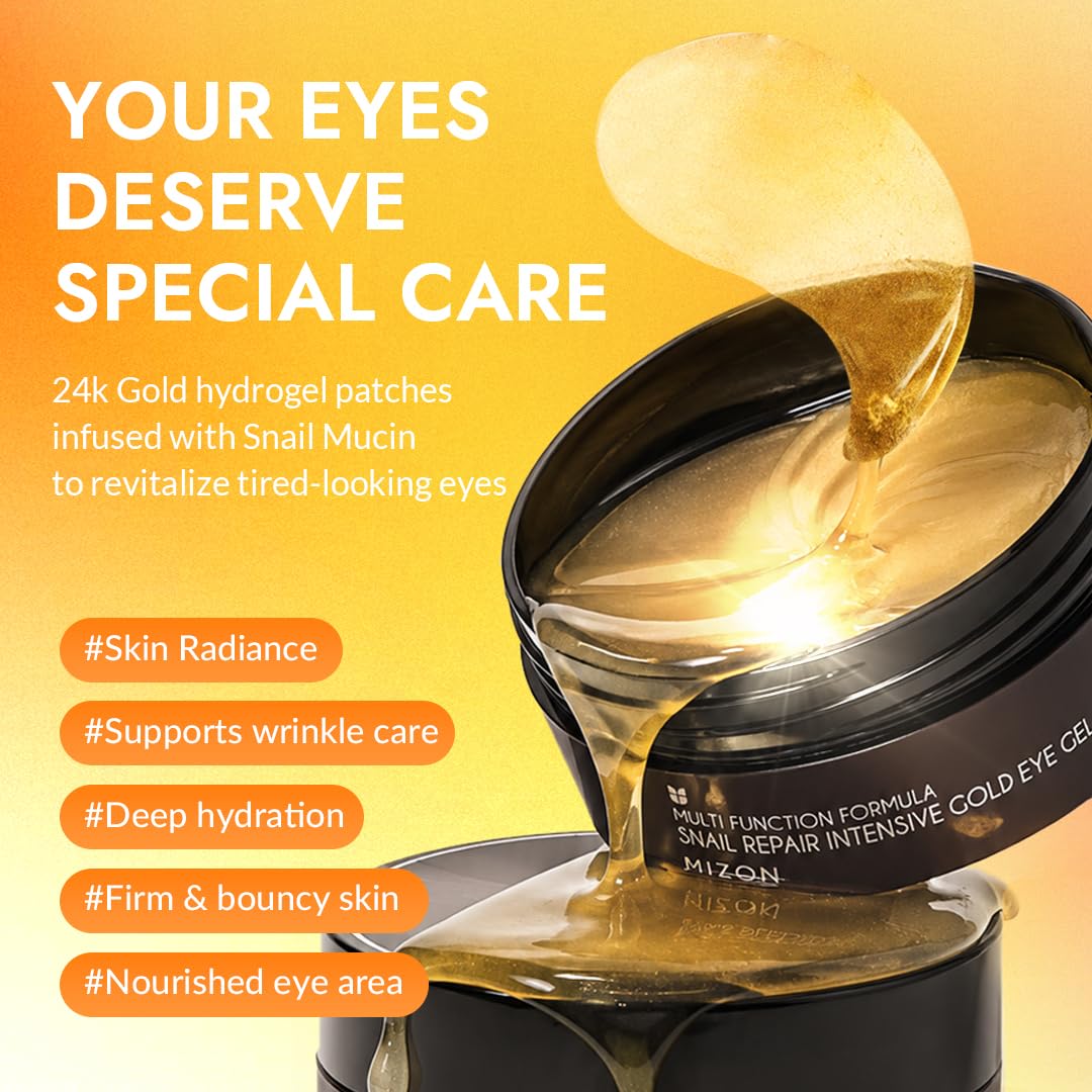 MIZON open tin with 60 hydrogel eye patches ready for use and convenience