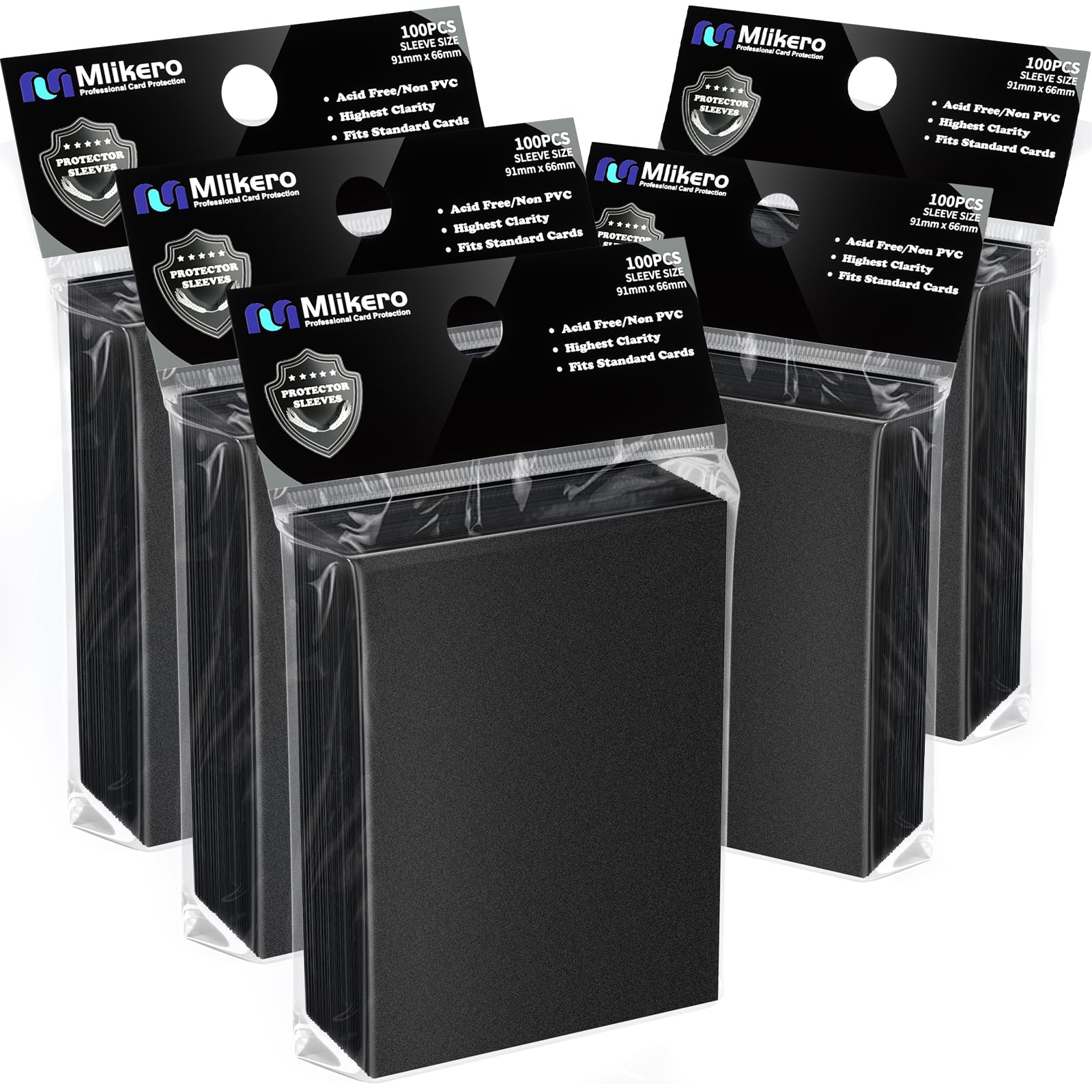 Mlikero paquete frontal de 500 fundas negras mostrando cantidad y diseño práctico