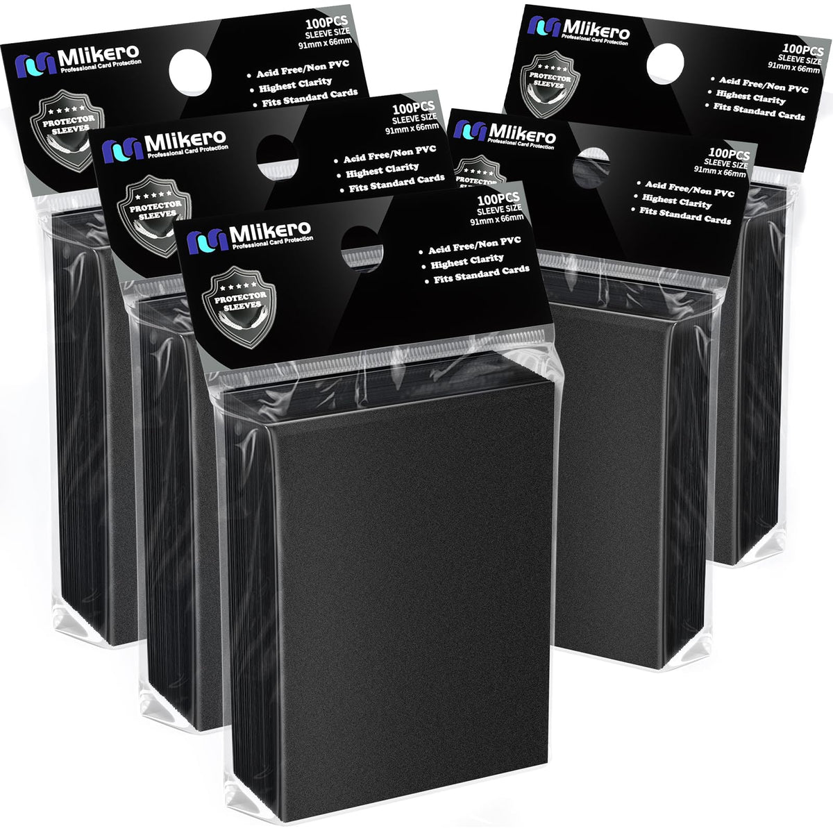 Mlikero paquete frontal de 500 fundas negras mostrando cantidad y diseño práctico