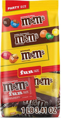 M&M'S paquete frontal mostrando mezcla y tamaño ideal para fiestas