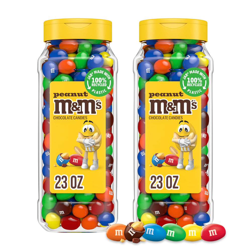 M&M'S frasco delantero mostrando etiqueta y color, conveniencia para fiestas