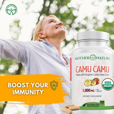 Mother Nature Organics polvo de camu camu, textura fina rica en nutrientes