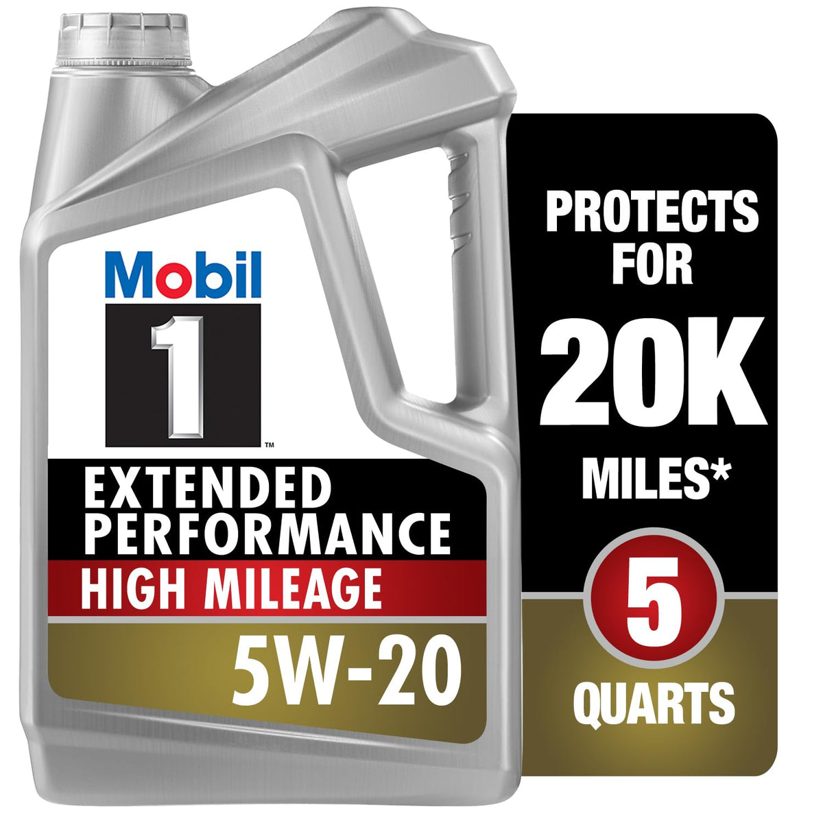 Mobil 1 envase frontal 5W-20 mostrando protección extendida
