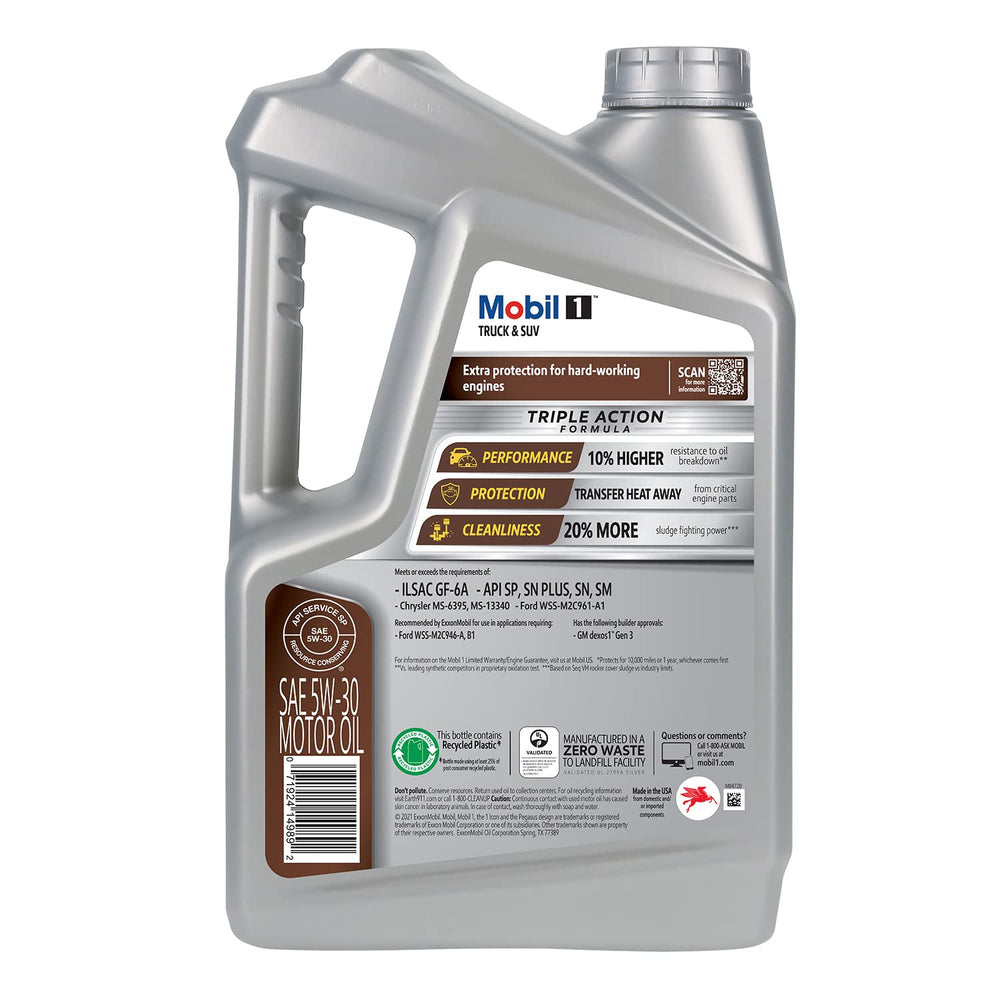 Mobil 1 close-up pouring spout illustrating smooth pour and mess-free filling