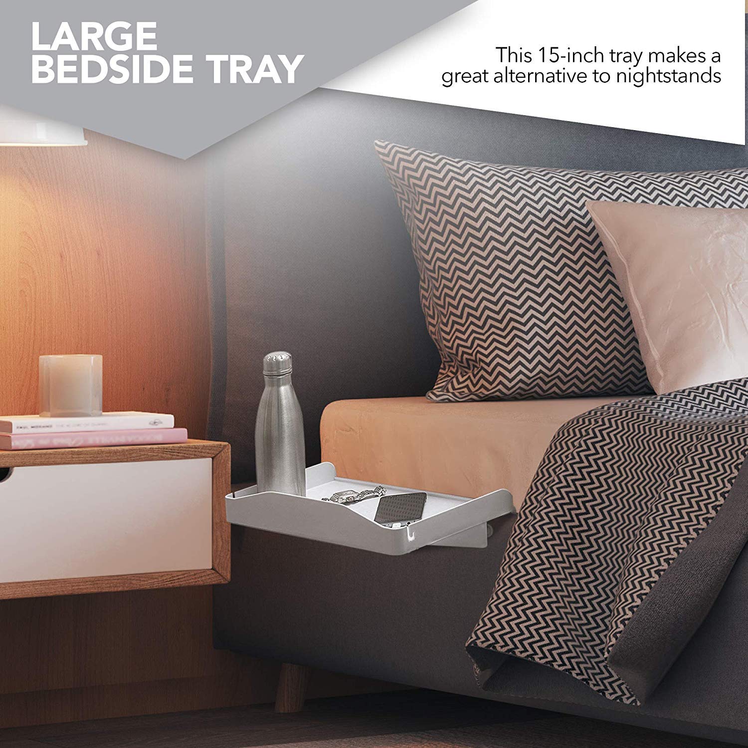 Modern Innovations in a dorm room setting showing space-saving bedside solution benefit