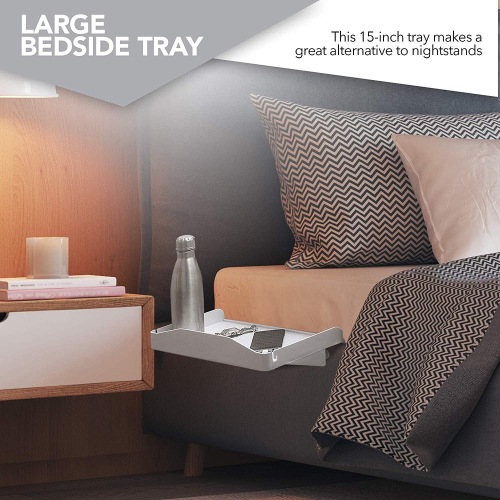 Modern Innovations in a dorm room setting showing space-saving bedside solution benefit