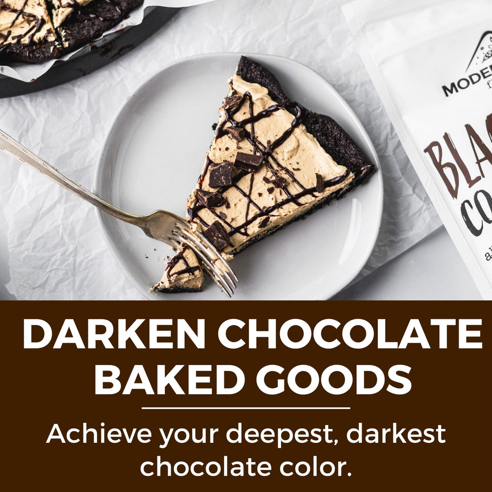 MODERN MOUNTAIN label close-up noting Dutch-processed cocoa and unsweetened benefit