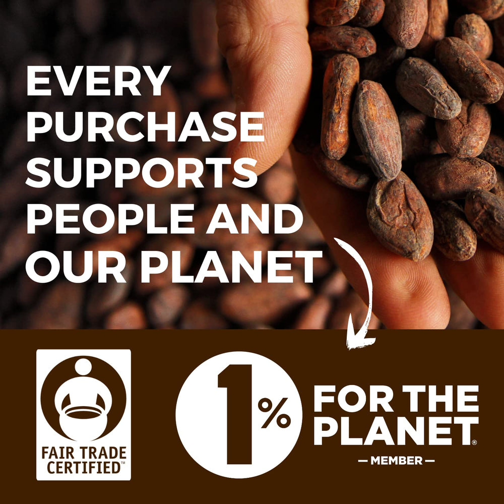 MODERN MOUNTAIN fair trade badge with bag, showing ethical sourcing benefit