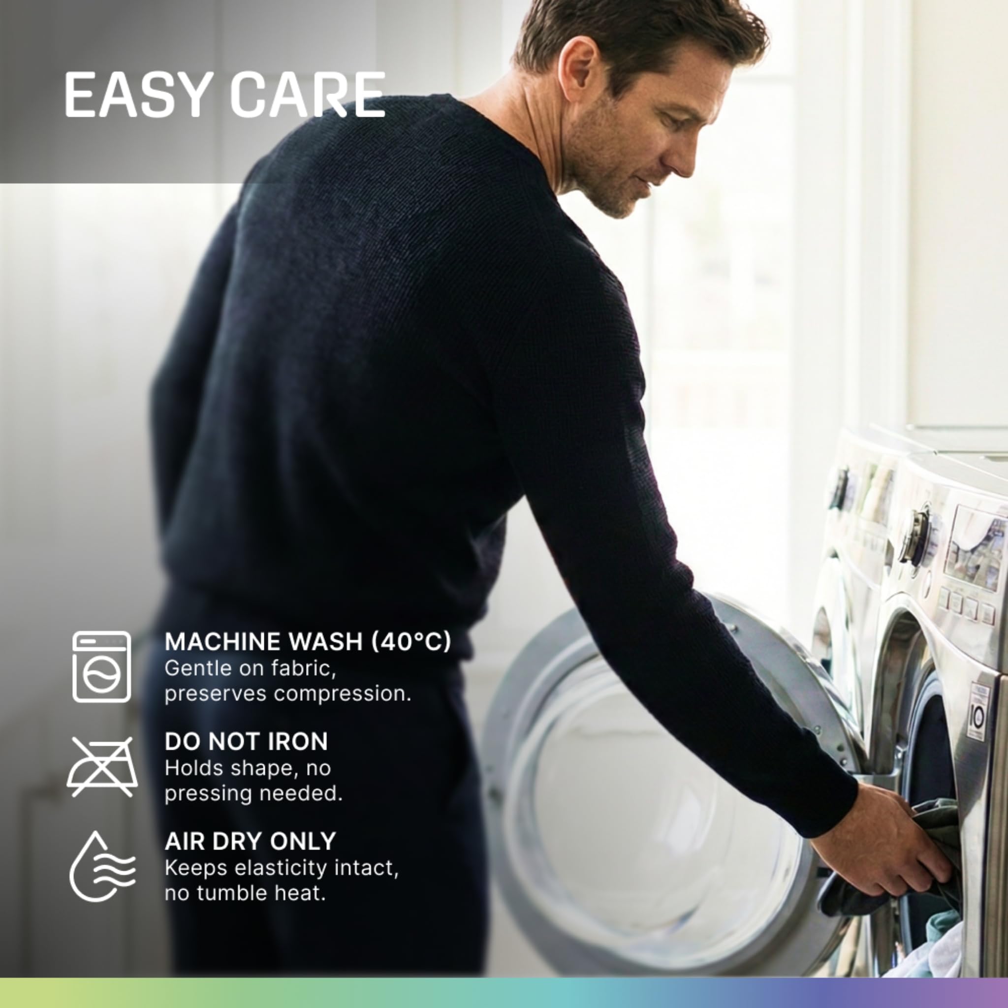 Modvel label and care tag displaying materials and washing tips