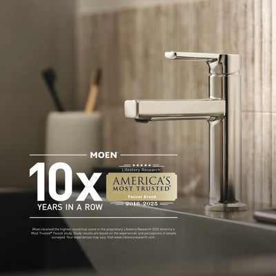 Moen 1222 with shower trim in bathroom setting illustrating reliable performance