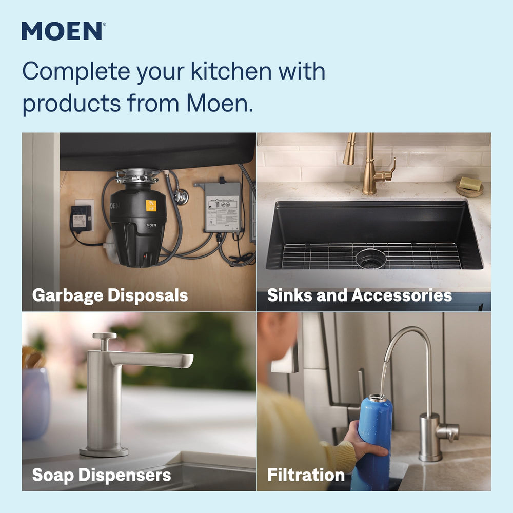 Moen Adler packaging and spec sheet revealing included parts and product details