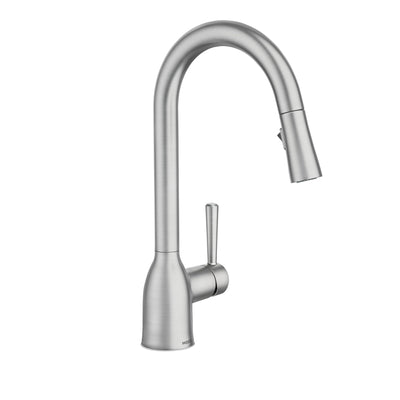 Moen Adler pulldown hose extended in use demonstrating smooth Reflex retraction