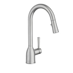 Moen Adler pulldown hose extended in use demonstrating smooth Reflex retraction