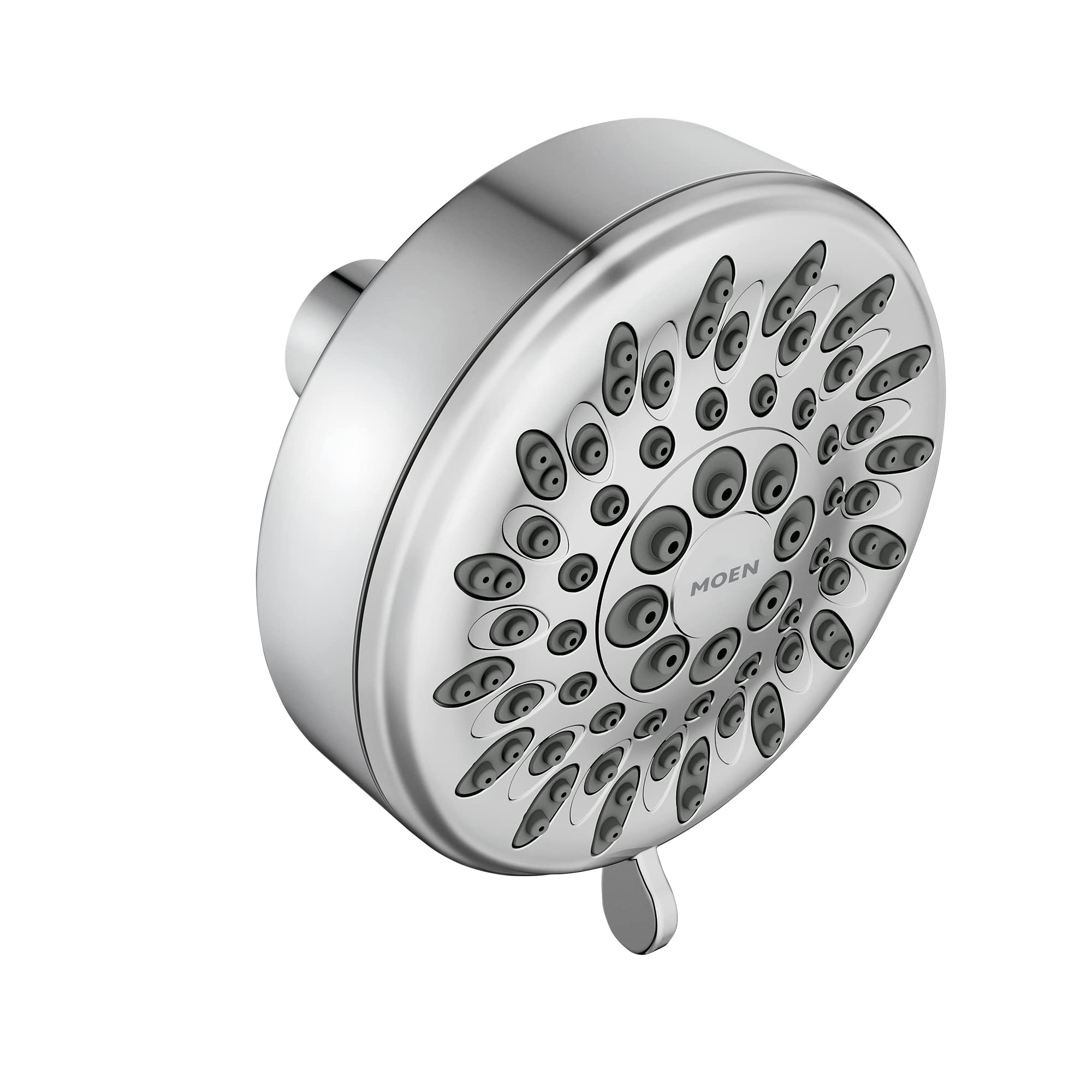 Moen Ignite front view chrome showing shower face and modern styling benefit