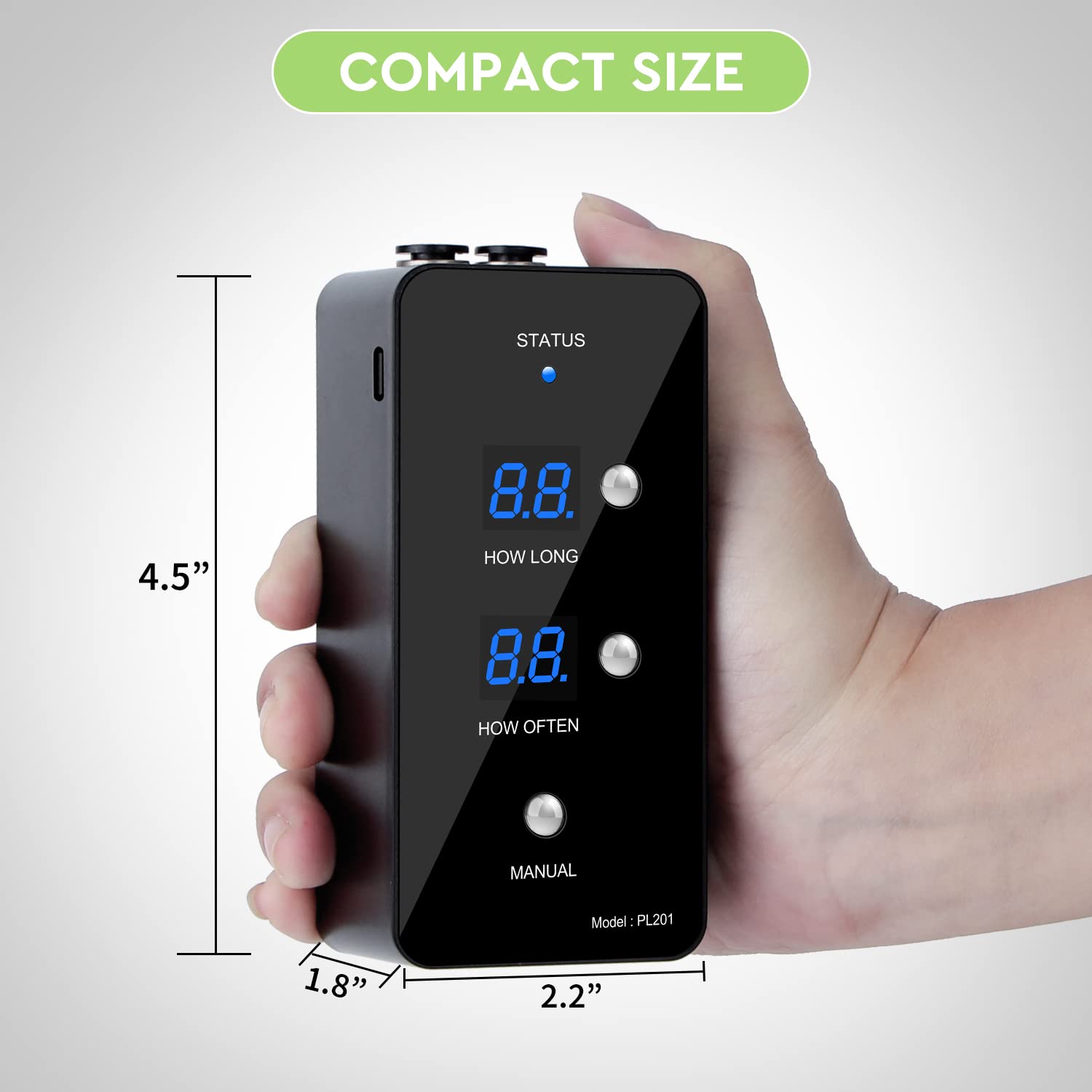 moistenland control panel with buttons, straightforward timer setup