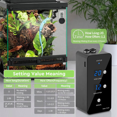 moistenland misting system installed in terrarium, consistent humidity