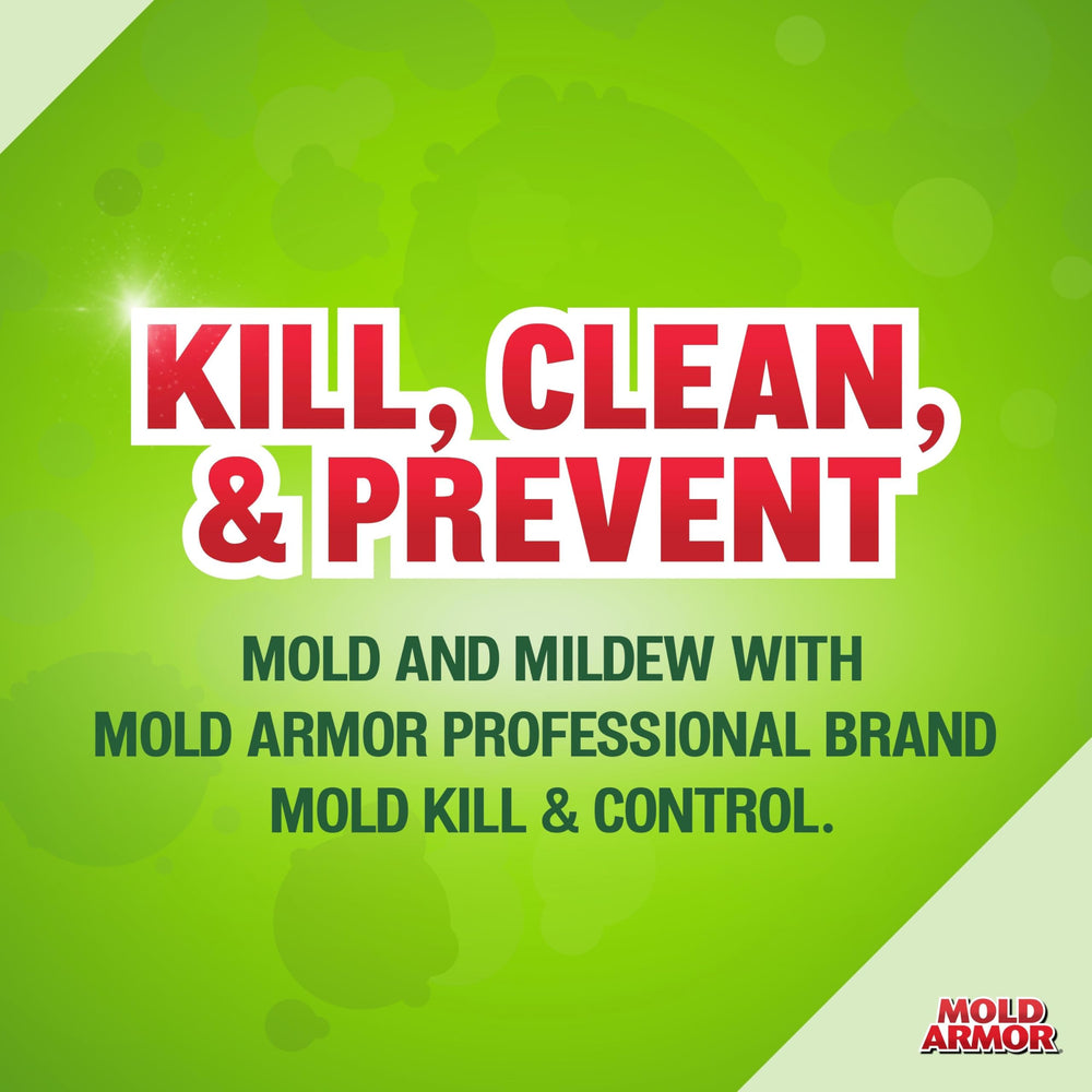 Mold Armor botella junto a una regla para comparar tamaño y capacidad 32 oz