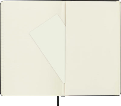 Moleskine comparación de tamaño en mano mostrando su portabilidad