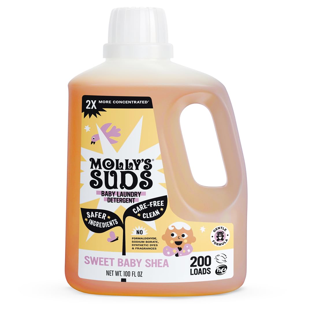 Molly's Suds botella frontal Sweet Baby Shea, limpieza eficaz y suave