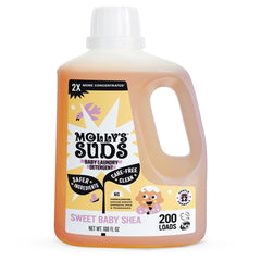 Molly's Suds botella frontal Sweet Baby Shea, limpieza eficaz y suave
