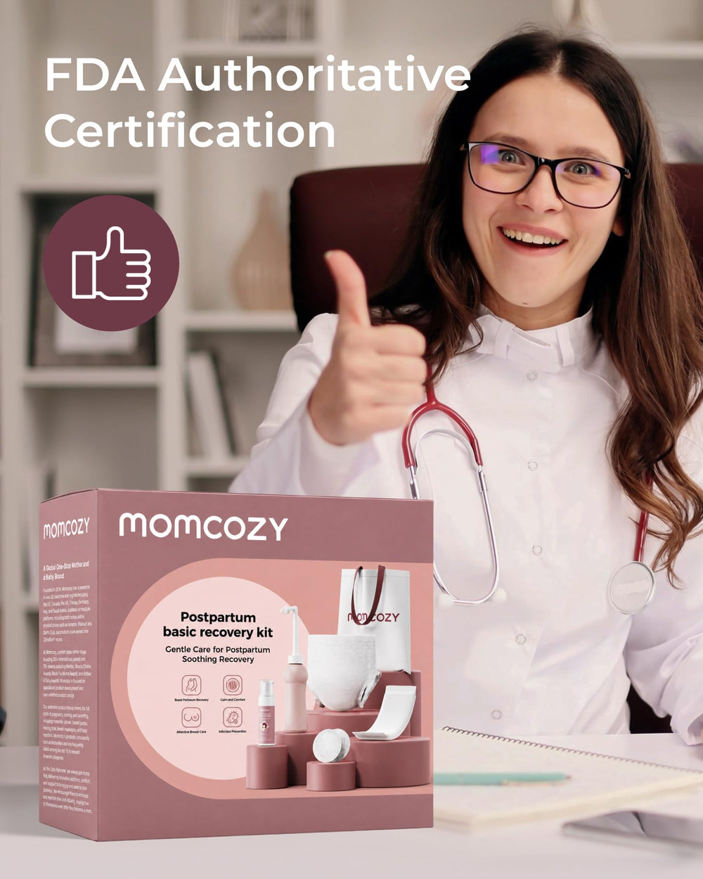 Momcozy botella perineal en acción limpiando sin agacharse, higiene práctica