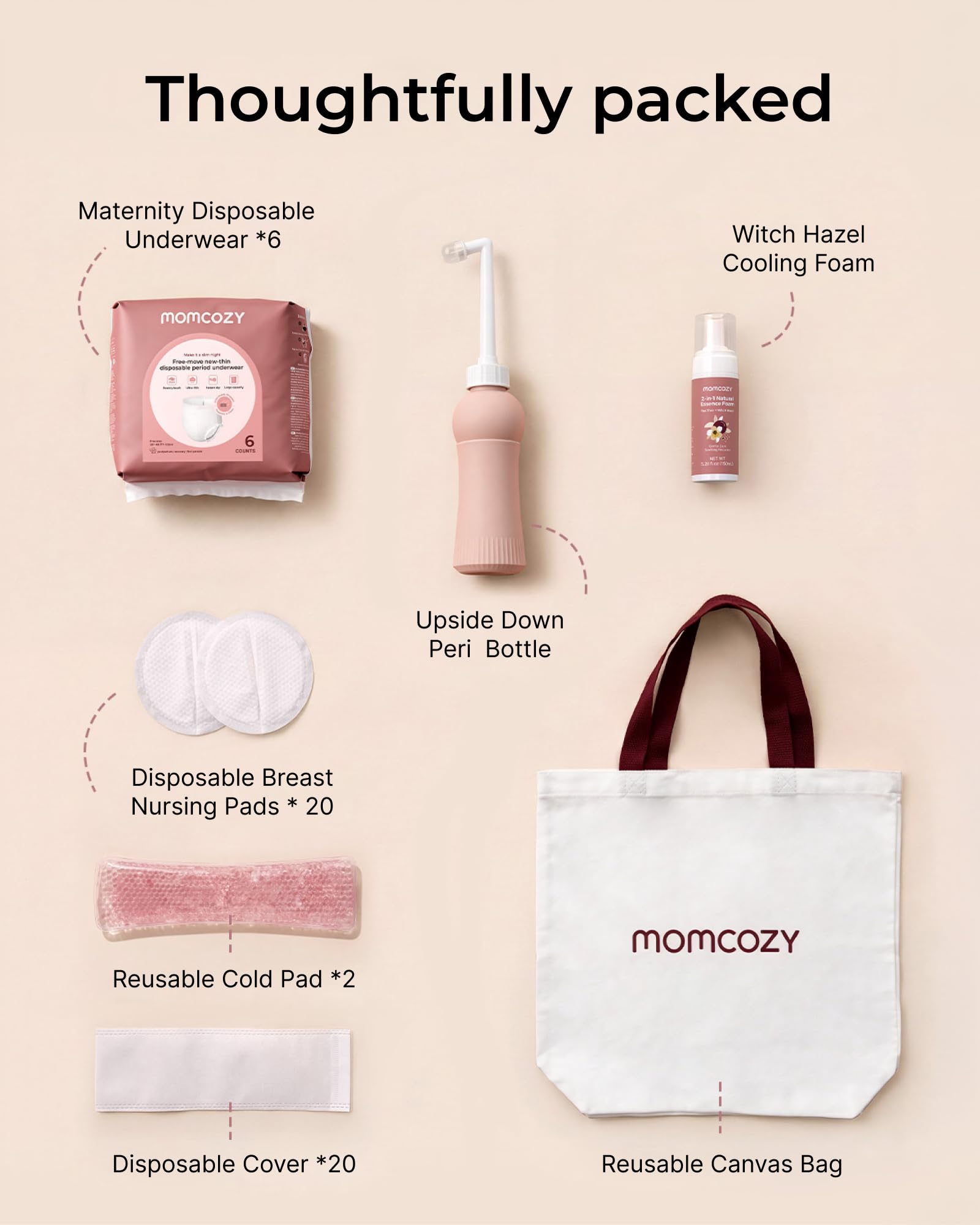 Momcozy bragas desechables detalle de tejido y borde anti-fugas, soporte seguro