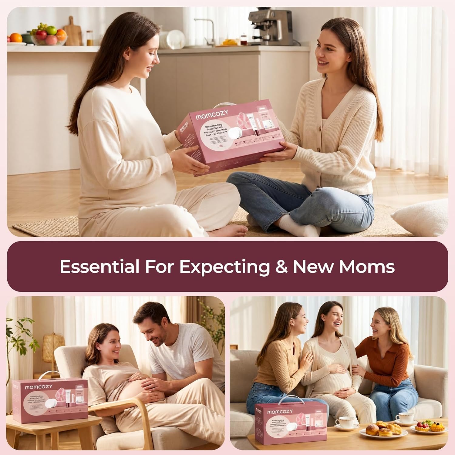 Momcozy contenido del kit desplegado mostrando organización y variedad de accesorios