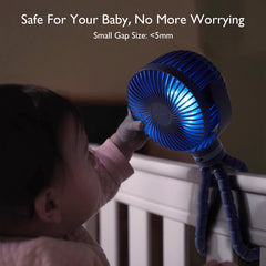 Momcozy detached fan head on charger illustrating convenient recharging
