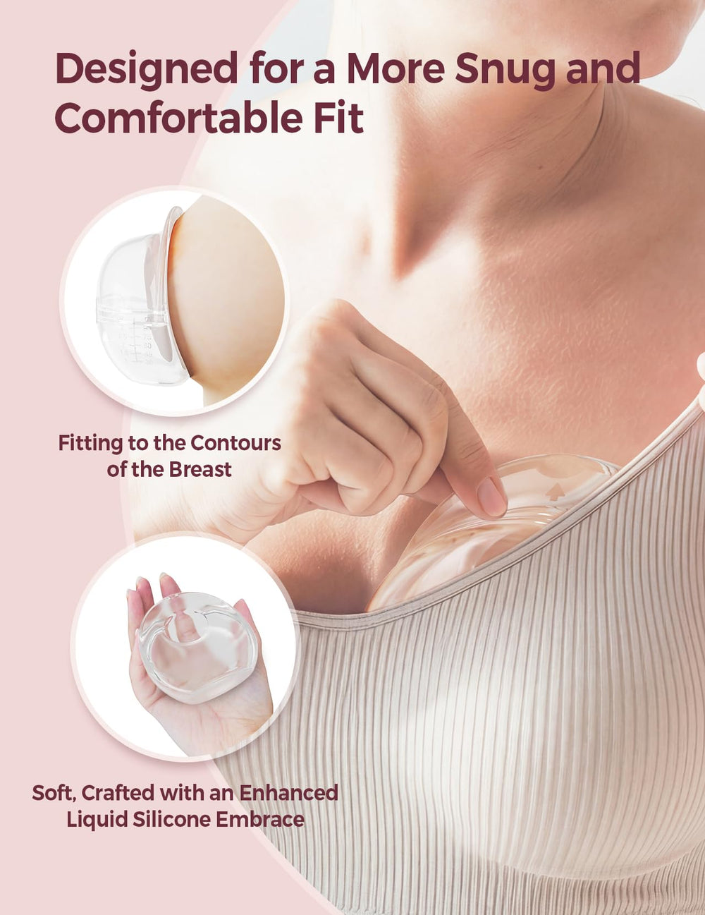 Momcozy primer plano de la textura de silicona suave y cómoda