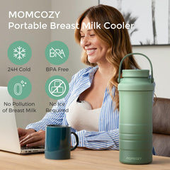 Momcozy tubo refrigerante 360° visible que mantiene leche fría más tiempo