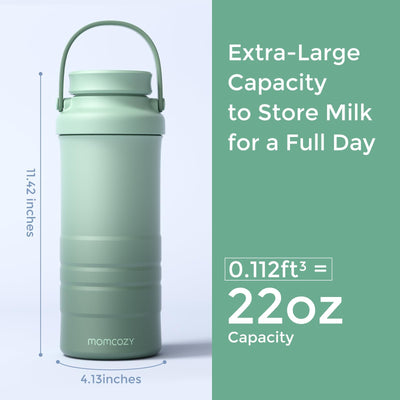 Momcozy etiqueta BPA-free indicando seguridad alimentaria del producto