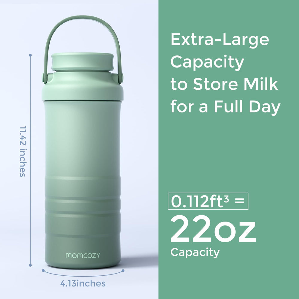 Momcozy etiqueta BPA-free indicando seguridad alimentaria del producto