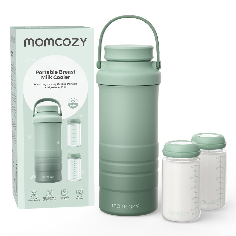 Momcozy enfriador frontal mostrando diseño compacto y portabilidad