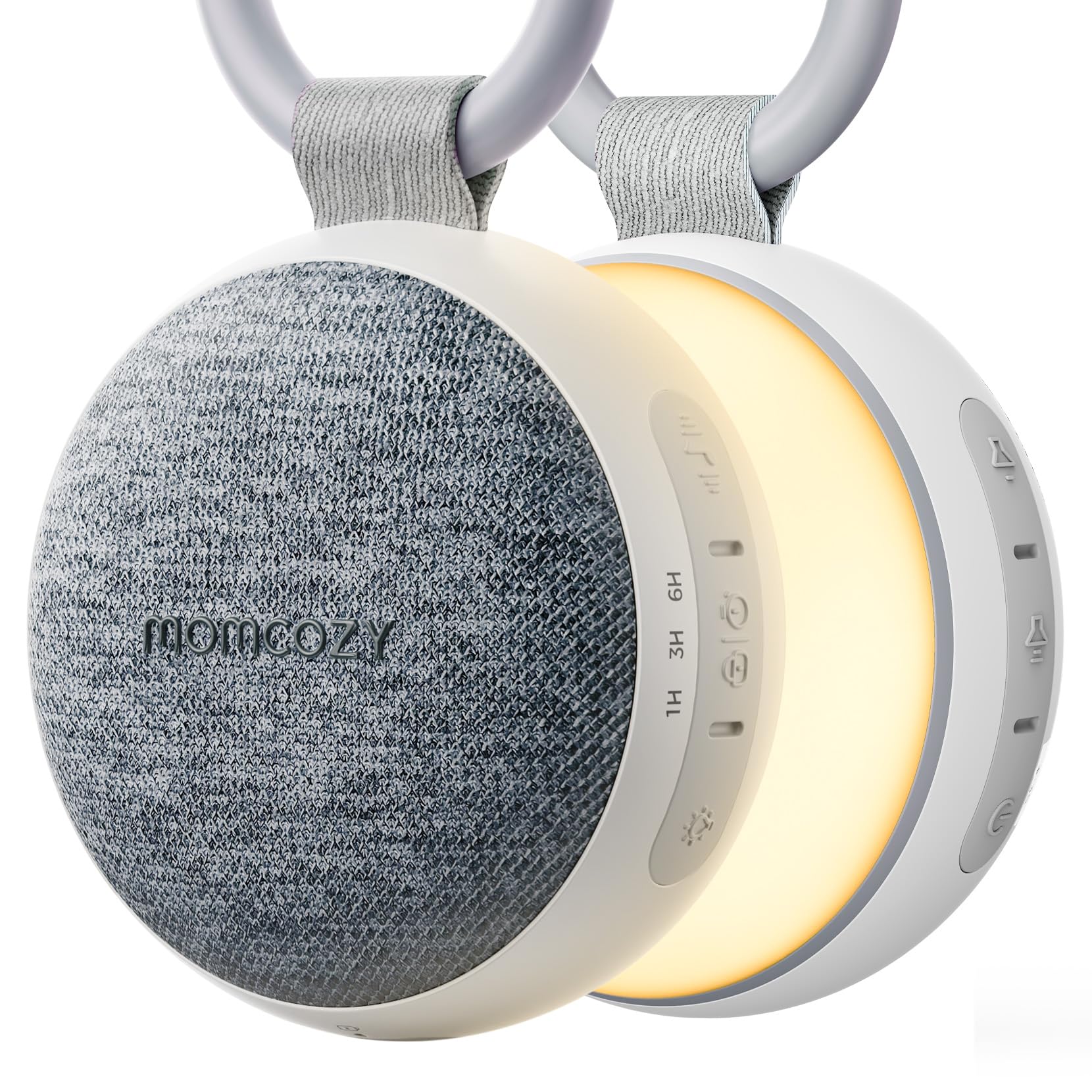 Momcozy front view of compact sound machine showing clean design and portability