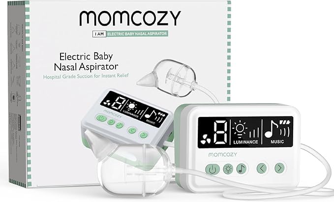 Momcozy front view of aspirator showing compact design and controls for easy use